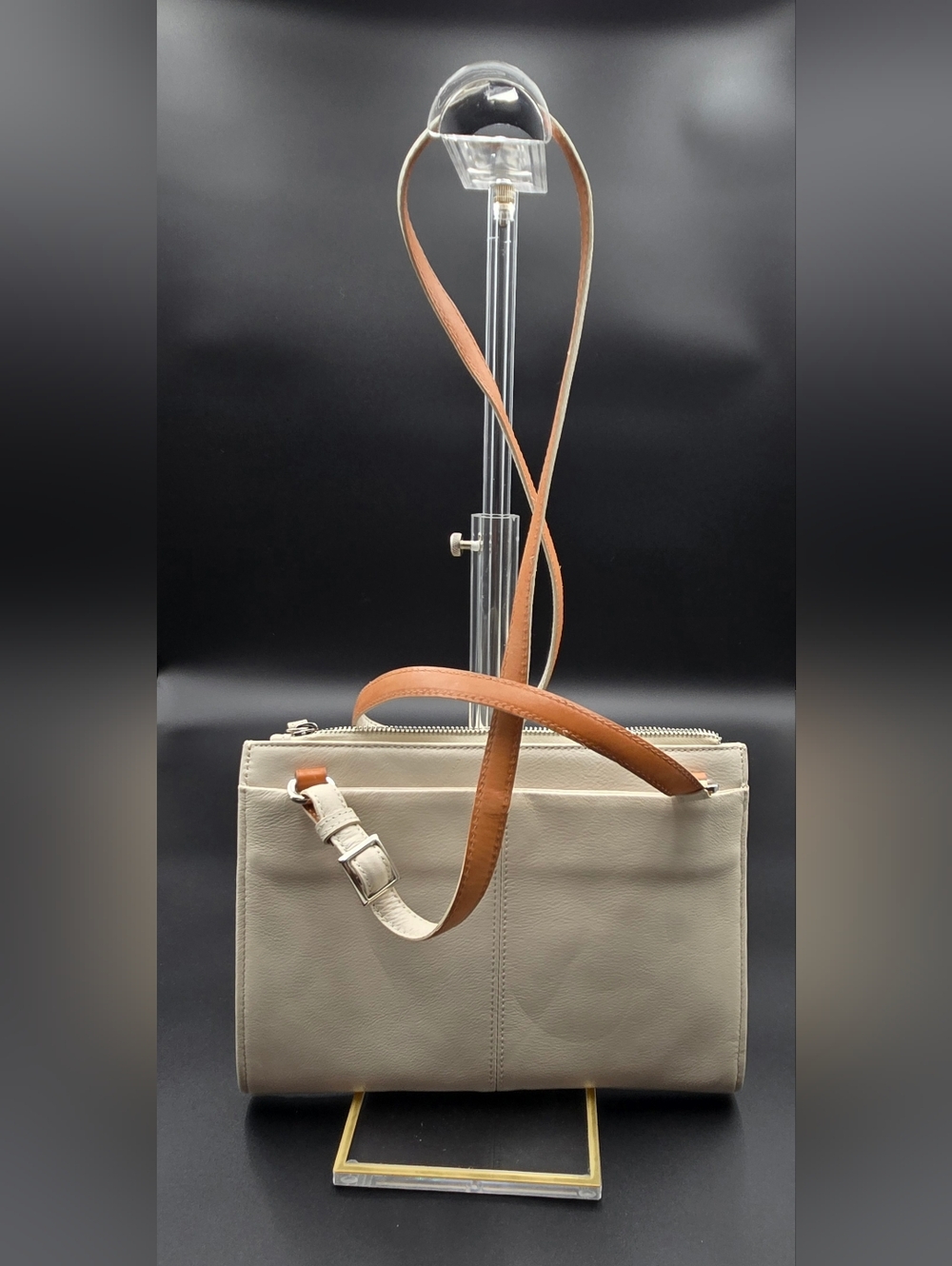 Brighton Ferrara Leather Crossbody Organizer Bag - Cream/Tan #F270671 - Picture 7 of 14